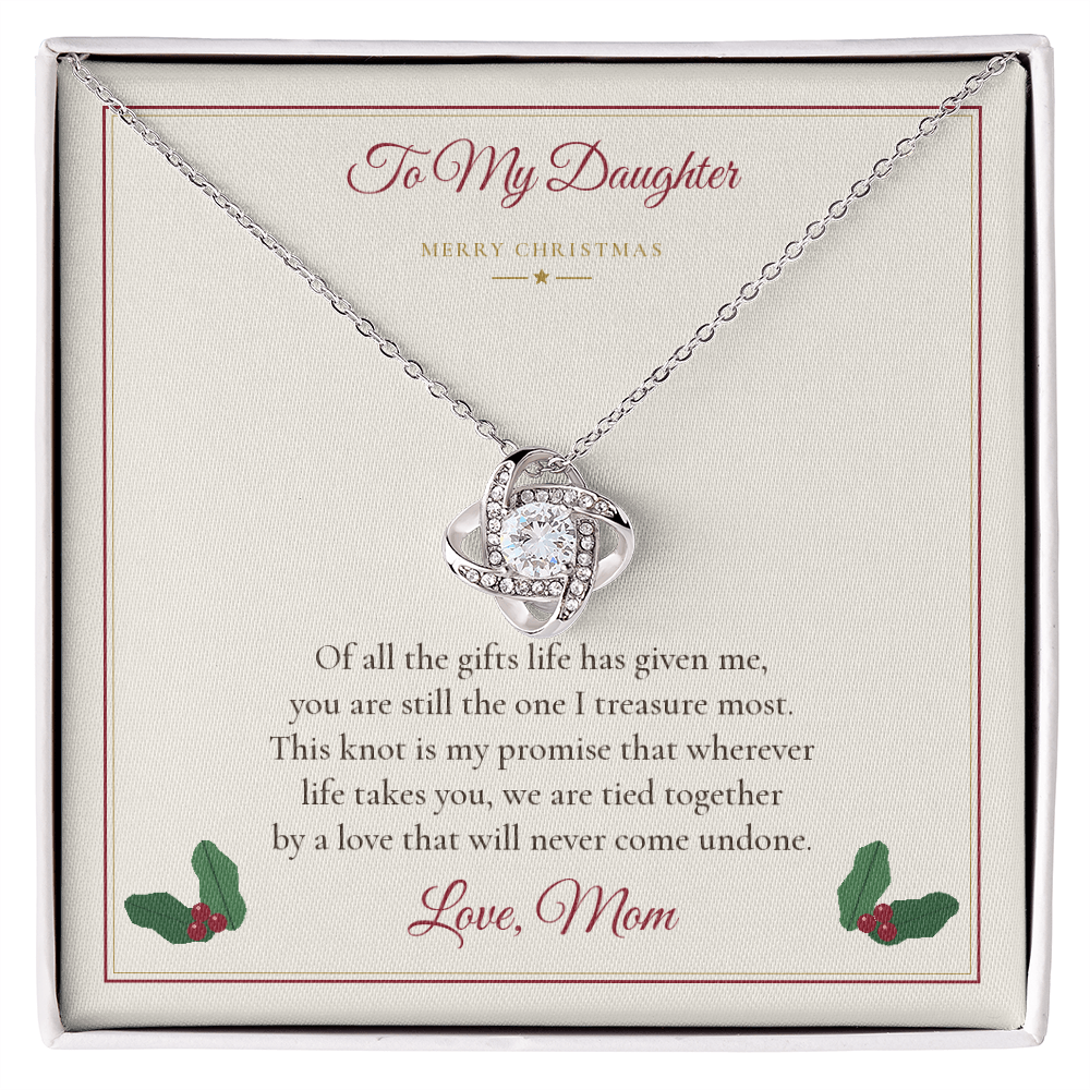 To My Daughter Christmas Love Knot Necklace - Gift from Mom
