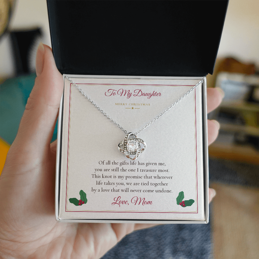 To My Daughter Christmas Love Knot Necklace - Gift from Mom