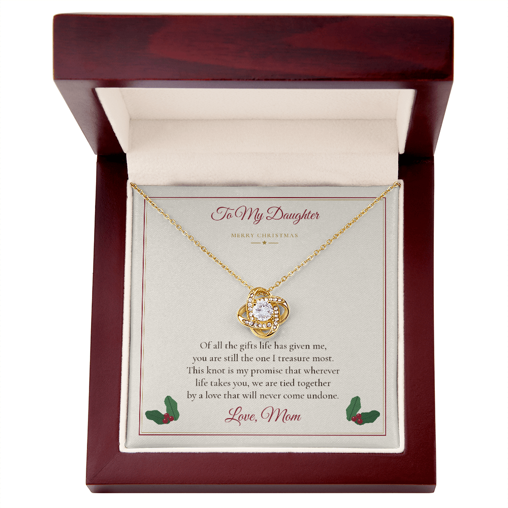 To My Daughter Christmas Love Knot Necklace - Gift from Mom