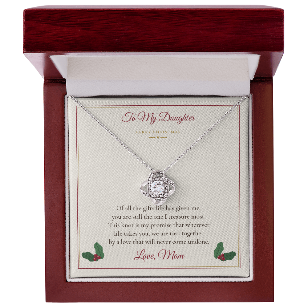 To My Daughter Christmas Love Knot Necklace - Gift from Mom